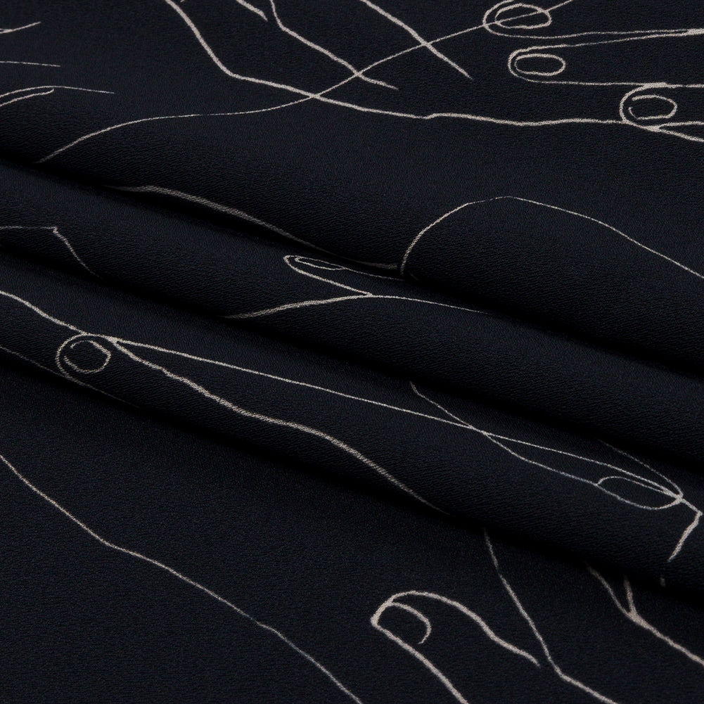 Polyester Crepe Print - Midnight Hands - Mood Exclusive Touch of Elegance Folded Polyester Crepe Print - Midnight Hands - Mood Exclusive Touch of Elegance Folded