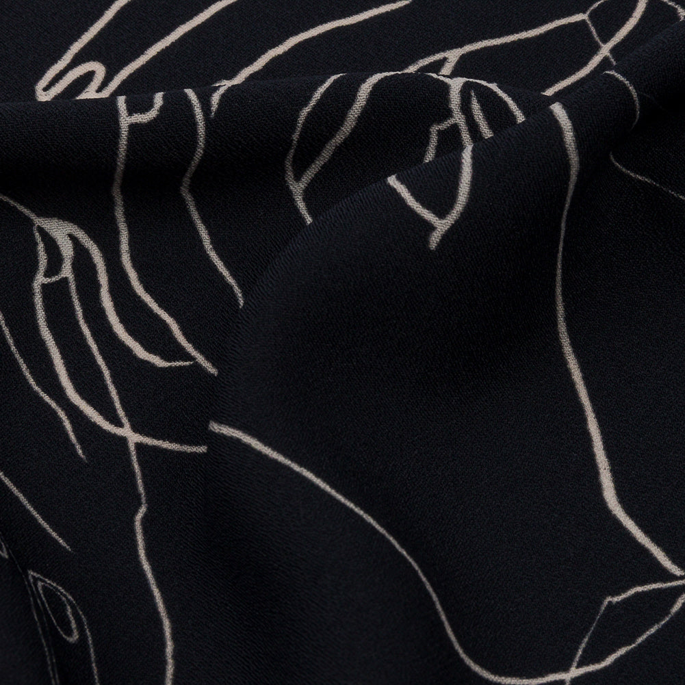 Polyester Crepe Print - Midnight Hands - Mood Exclusive Touch of Elegance Detail Polyester Crepe Print - Midnight Hands - Mood Exclusive Touch of Elegance Detail
