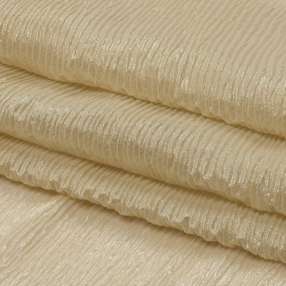 Polyester Chiffon Plisse with All-Over Foil - Gold - Honey Collection Polyester Chiffon Plisse with All-Over Foil - Gold - Honey Collection