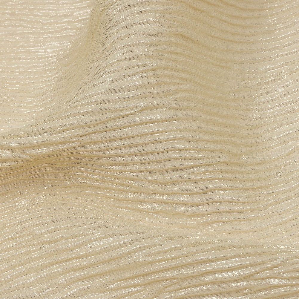 Polyester Chiffon Plisse with All-Over Foil - Gold - Honey Collection Polyester Chiffon Plisse with All-Over Foil - Gold - Honey Collection