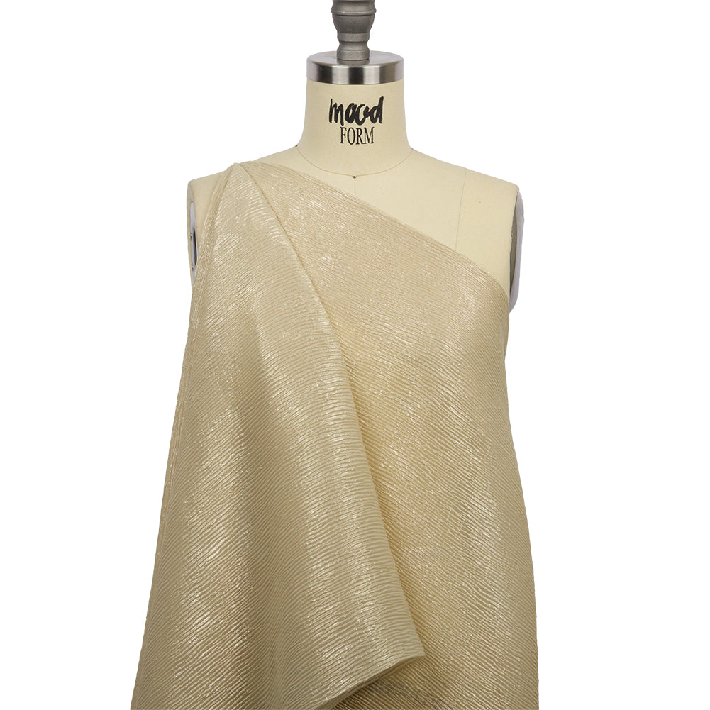 Polyester Chiffon Plisse with All-Over Foil - Gold - Honey Collection Polyester Chiffon Plisse with All-Over Foil - Gold - Honey Collection