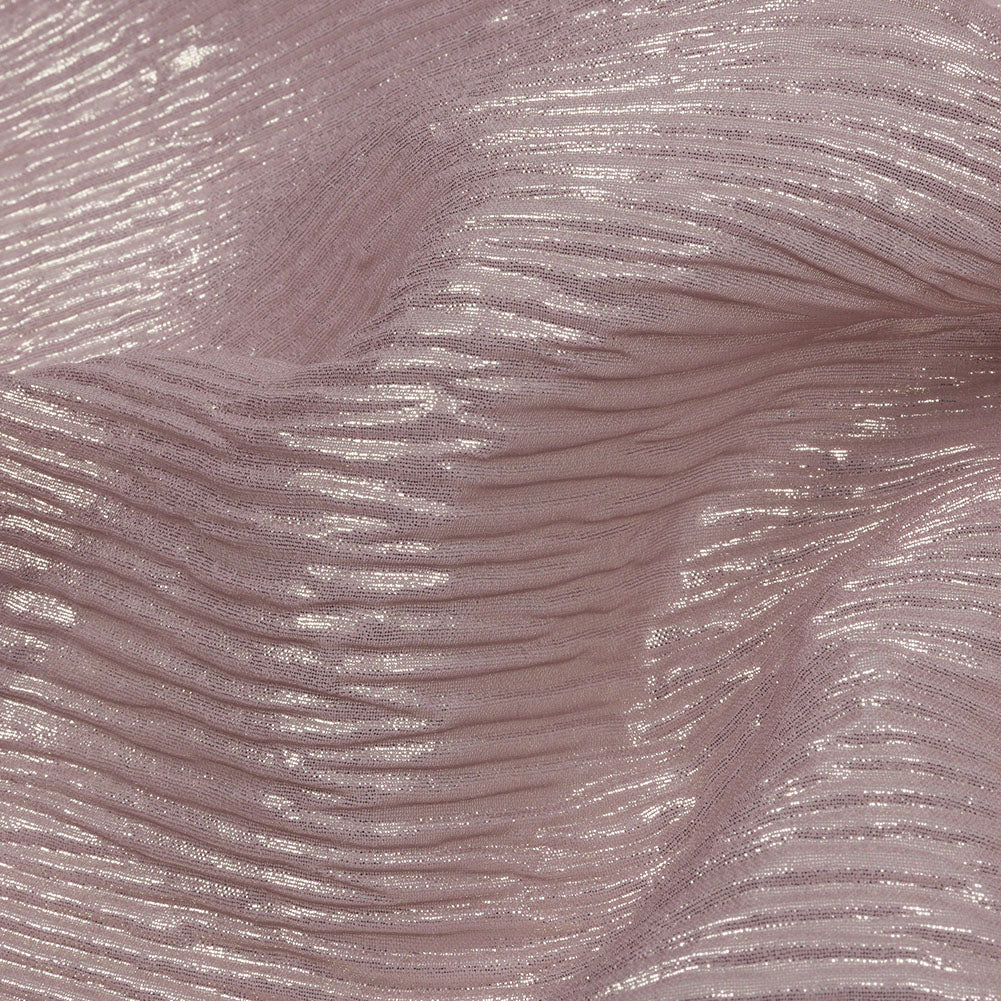 Polyester Chiffon Plisse with All-Over Foil - Mauve and Gold - Honey Collection Polyester Chiffon Plisse with All-Over Foil - Mauve and Gold - Honey Collection