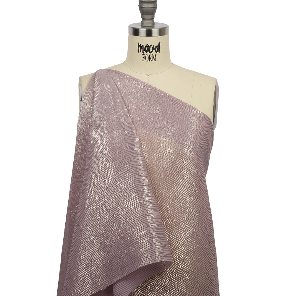 Polyester Chiffon Plisse with All-Over Foil - Mauve and Gold - Honey Collection Polyester Chiffon Plisse with All-Over Foil - Mauve and Gold - Honey Collection