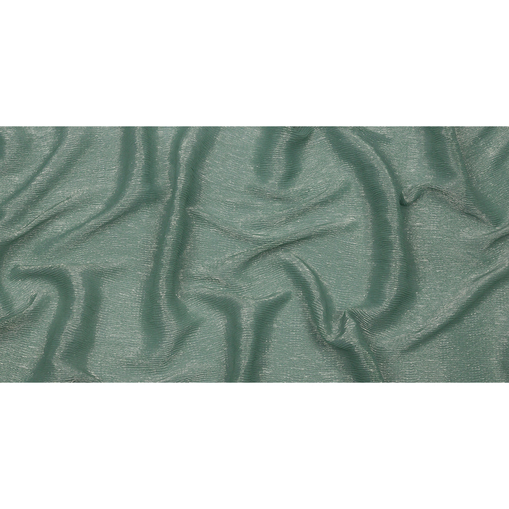 Polyester Chiffon Plisse with All-Over Foil - Green and Gold - Honey Collection Polyester Chiffon Plisse with All-Over Foil - Green and Gold - Honey Collection