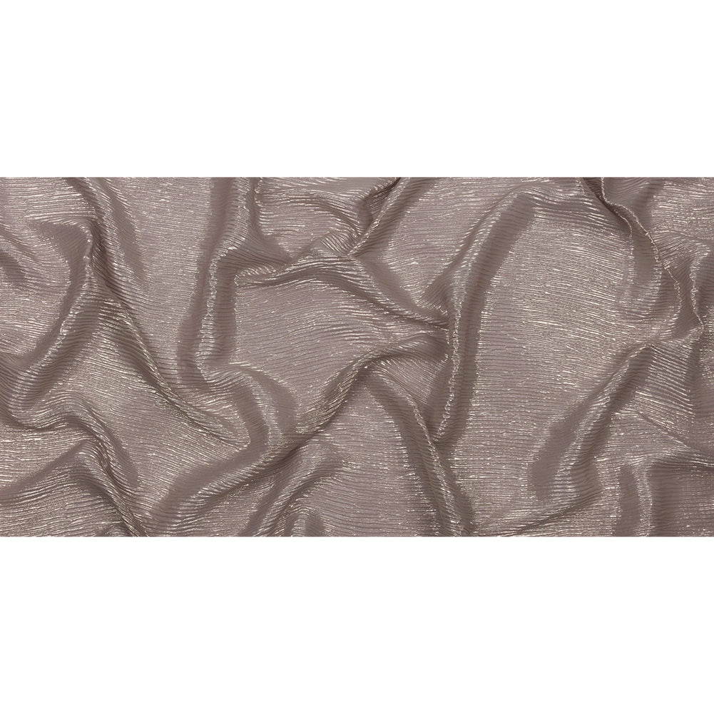 Polyester Chiffon Plisse with All-Over Foil - Taupe and Gold - Honey Collection - Full Polyester Chiffon Plisse with All-Over Foil - Taupe and Gold - Honey Collection - Full
