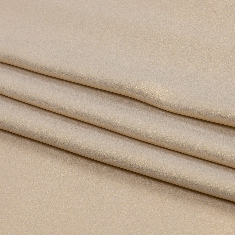 Ultra-Smooth Polyester Georgette with Foiling - Beige and Gold - Valeria Collection - Folded Ultra-Smooth Polyester Georgette with Foiling - Beige and Gold - Valeria Collection - Folded