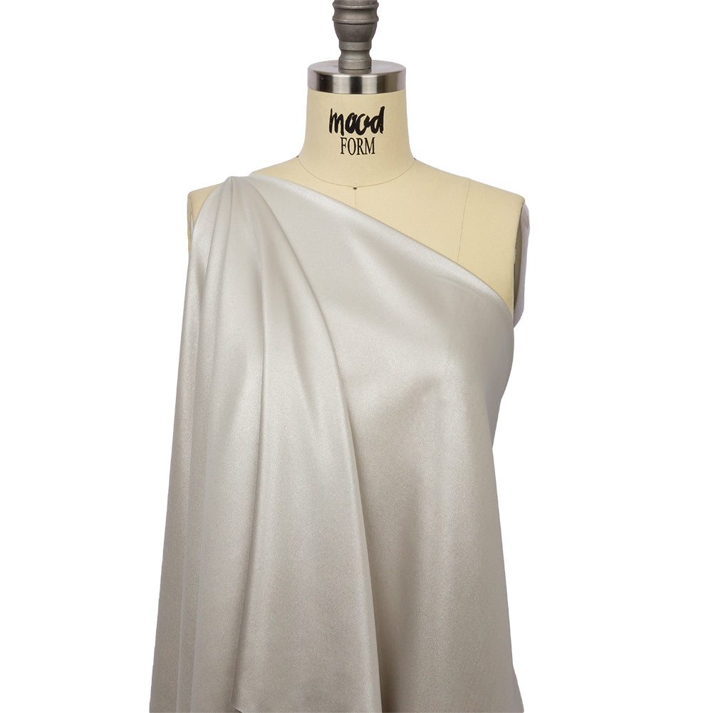 Ultra-Smooth Polyester Georgette with Foiling - Beige and Silver - Valeria Collection - Drape Ultra-Smooth Polyester Georgette with Foiling - Beige and Silver - Valeria Collection - Drape