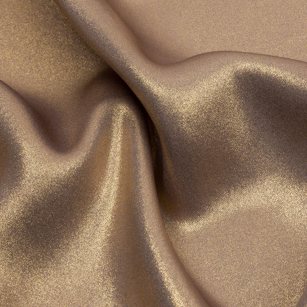 Ultra-Smooth Polyester Georgette with Foiling - Taupe and Gold - Valeria Collection - Detail Ultra-Smooth Polyester Georgette with Foiling - Taupe and Gold - Valeria Collection - Detail