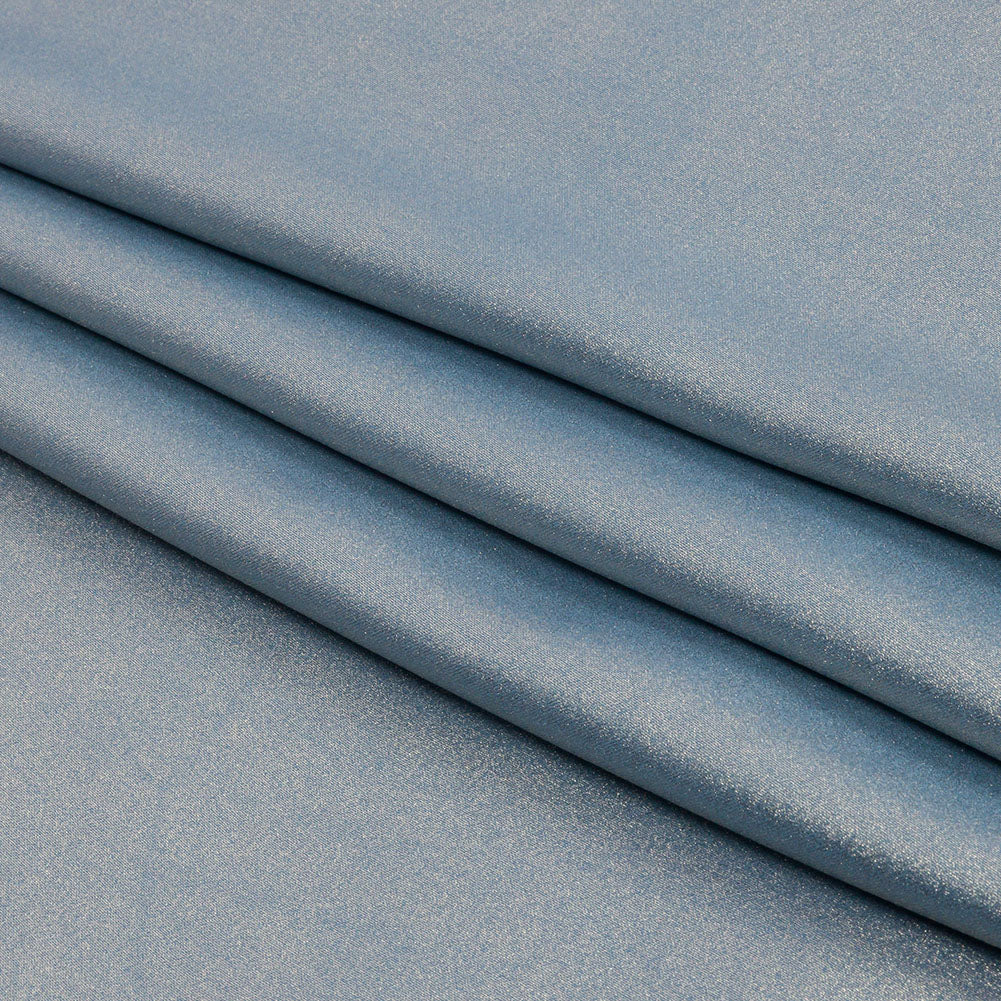 Ultra-Smooth Polyester Georgette with Foiling - Blue and Silver - Valeria Collection - Folded Ultra-Smooth Polyester Georgette with Foiling - Blue and Silver - Valeria Collection - Folded