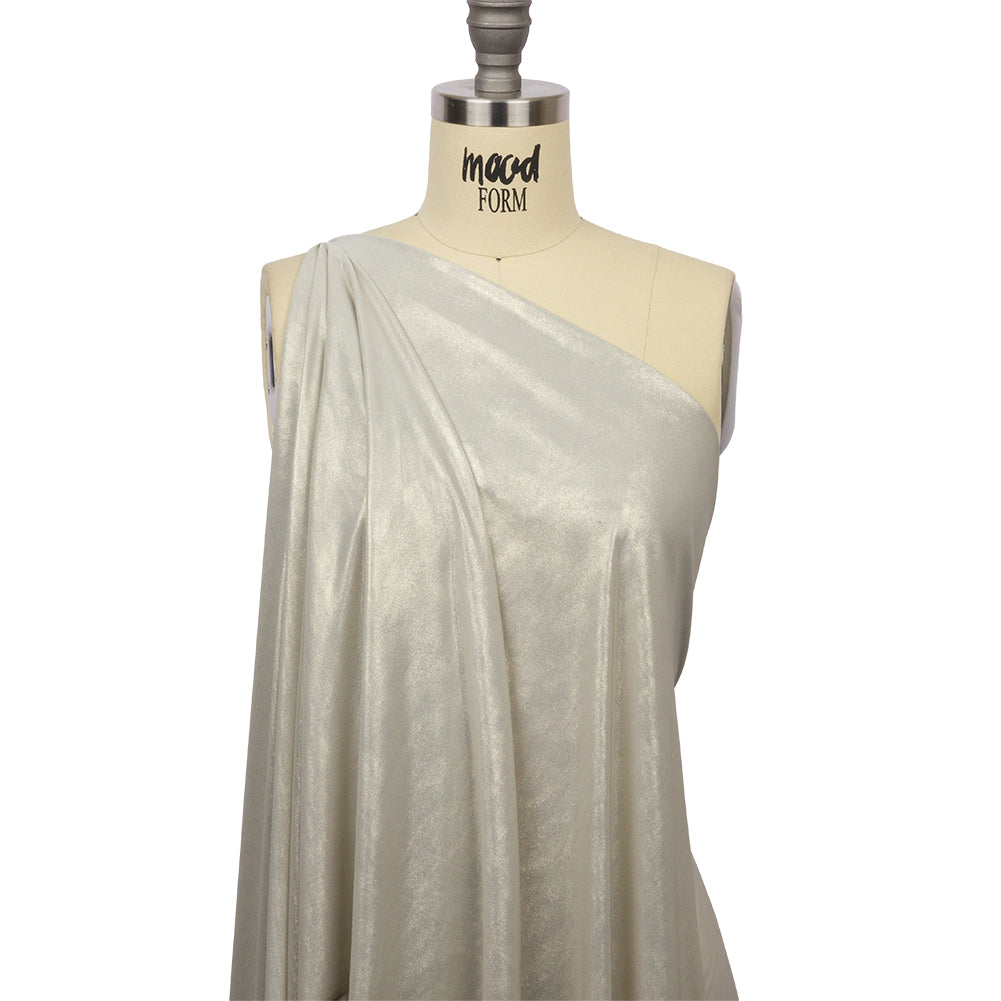 Polyester Interlock Knit with Gold Foiling - Pale Gray - Oriana Collection Polyester Interlock Knit with Gold Foiling - Pale Gray - Oriana Collection