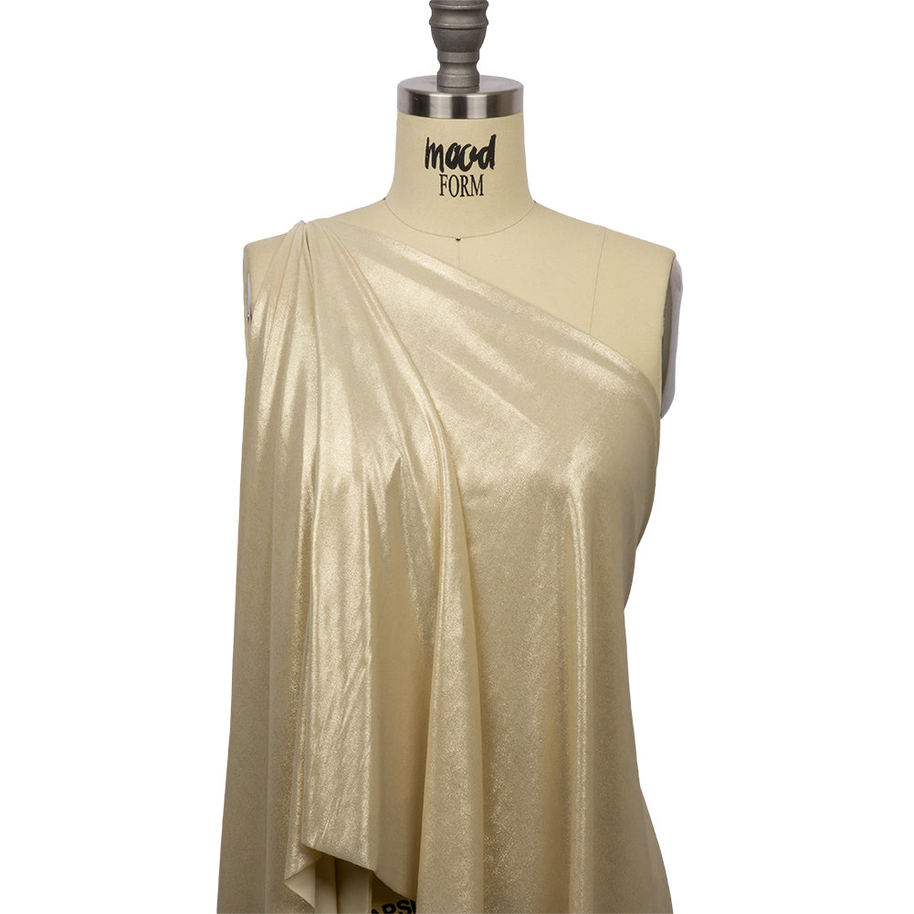 Polyester Interlock Knit with Gold Foiling - Sand - Oriana Collection Polyester Interlock Knit with Gold Foiling - Sand - Oriana Collection