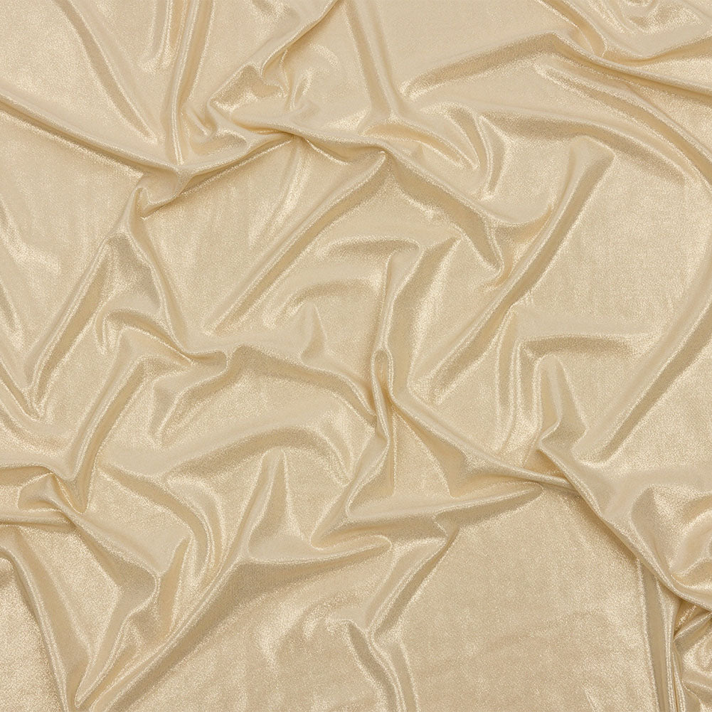 Polyester Interlock Knit with Gold Foiling - Sand - Oriana Collection Polyester Interlock Knit with Gold Foiling - Sand - Oriana Collection