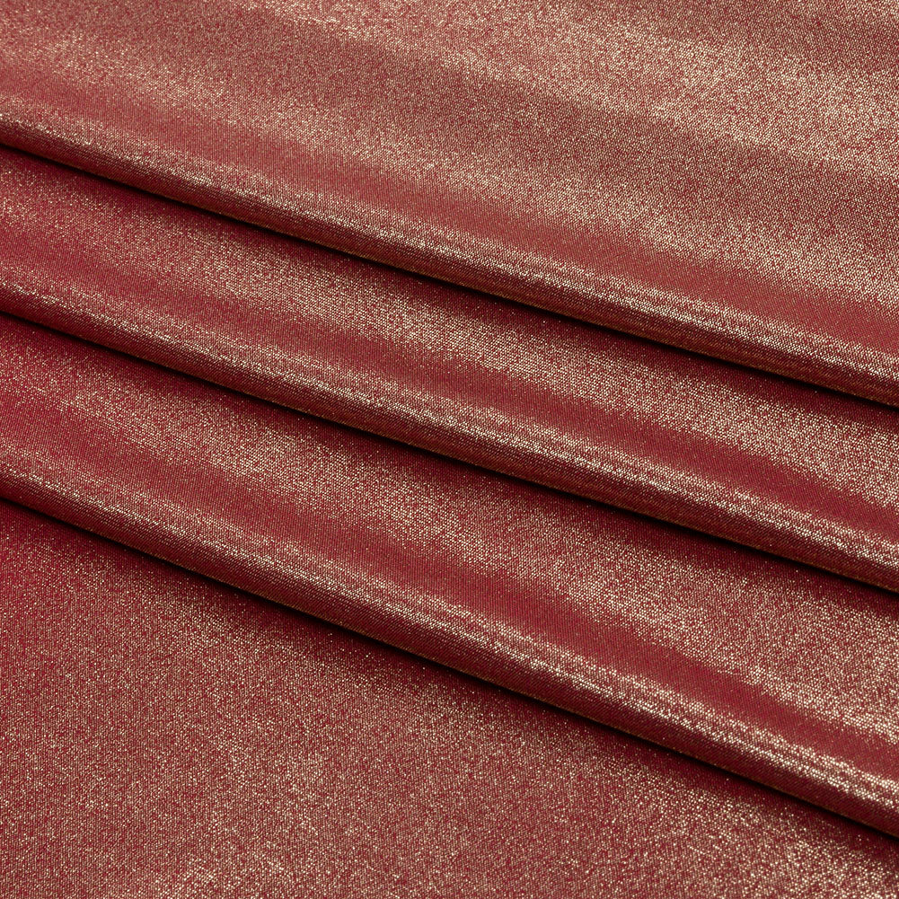 Polyester Interlock Knit with Gold Foiling - Brick - Oriana Collection Polyester Interlock Knit with Gold Foiling - Brick - Oriana Collection