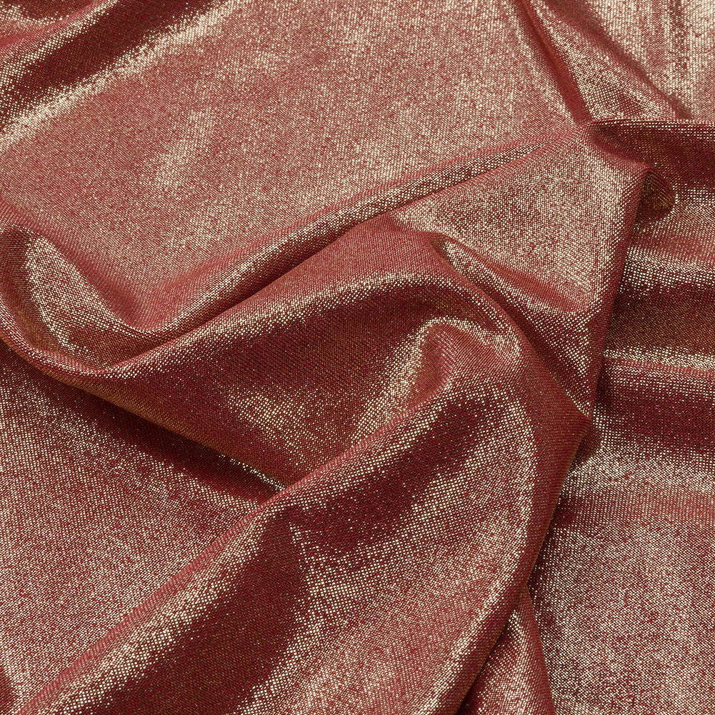 Polyester Interlock Knit with Gold Foiling - Brick - Oriana Collection Polyester Interlock Knit with Gold Foiling - Brick - Oriana Collection