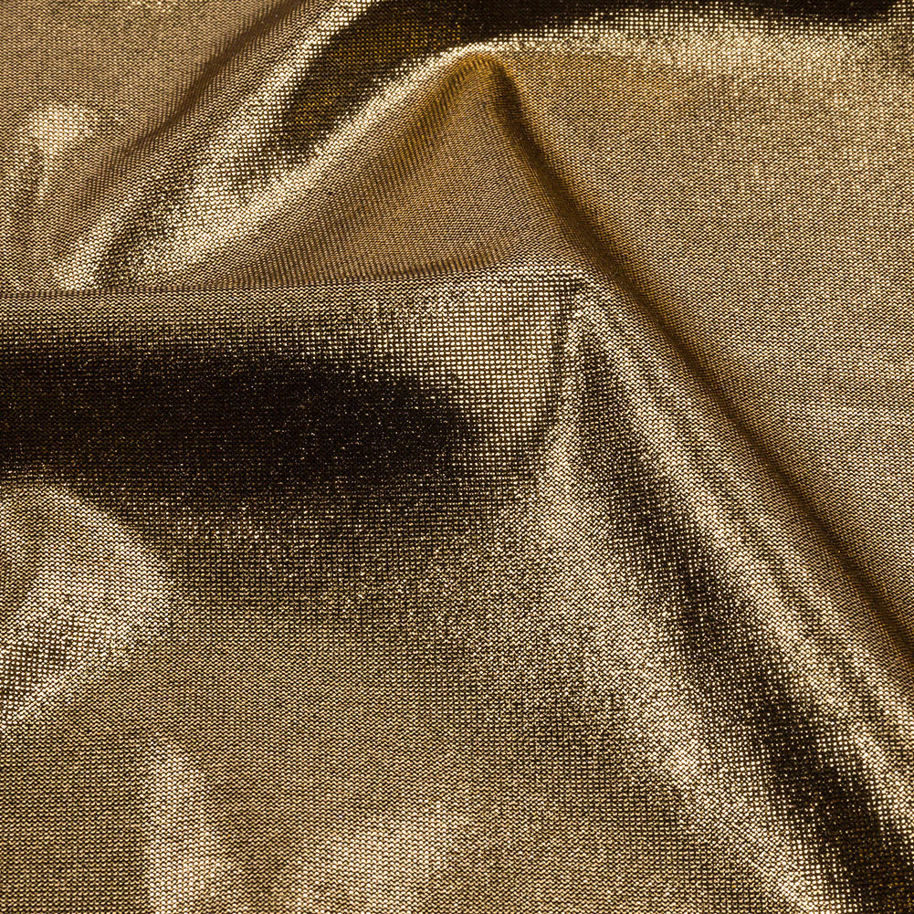 Polyester Interlock Knit with Gold Foiling - Black - Oriana Collection Polyester Interlock Knit with Gold Foiling - Black - Oriana Collection