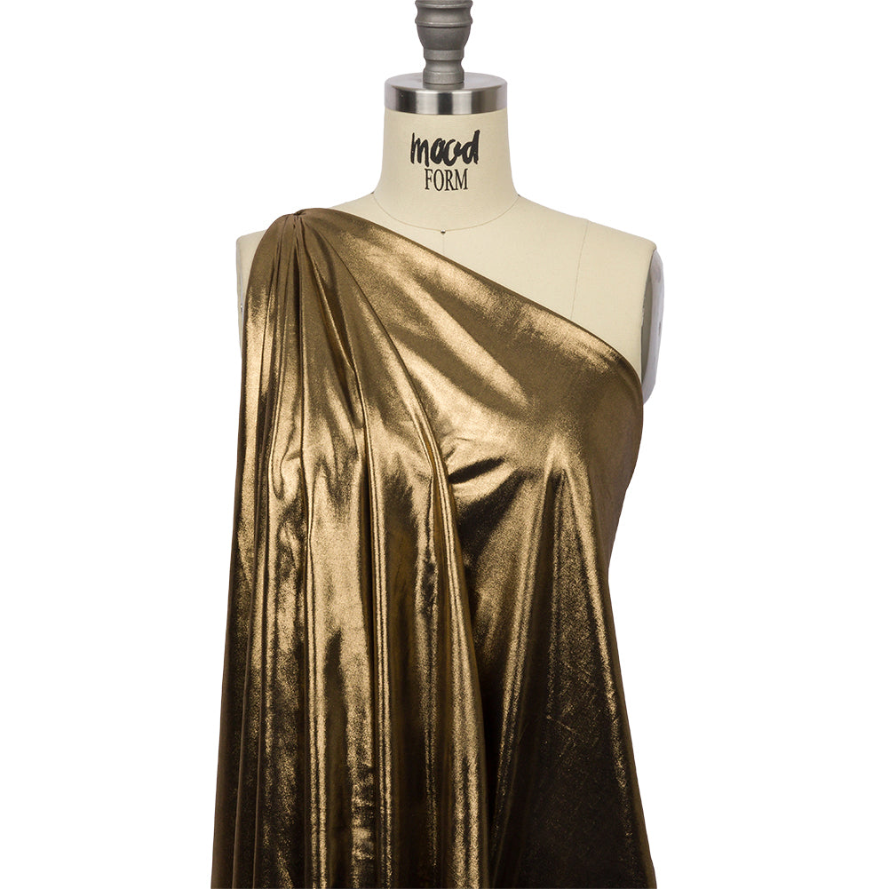 Polyester Interlock Knit with Gold Foiling - Black - Oriana Collection Polyester Interlock Knit with Gold Foiling - Black - Oriana Collection