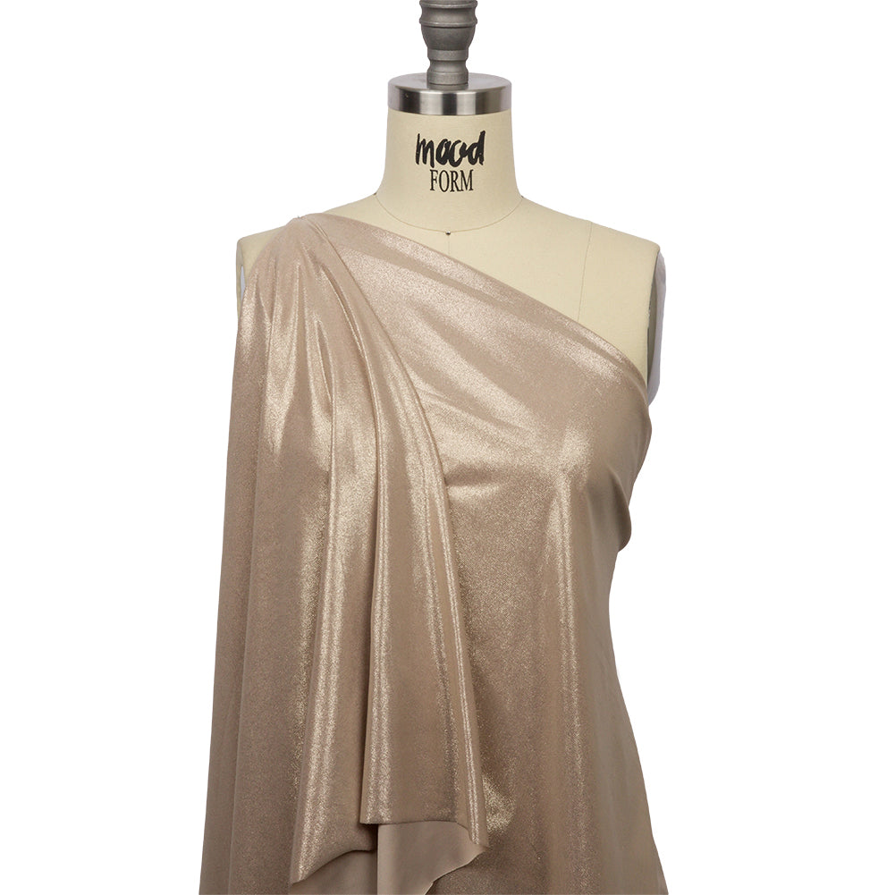 Foiled ITY Interlock Knit - Plaza Taupe and Gold - Gaby Collection - Drape Foiled ITY Interlock Knit - Plaza Taupe and Gold - Gaby Collection - Drape