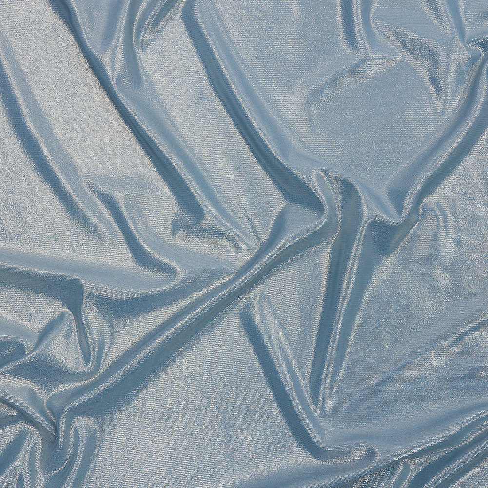 Foiled ITY Interlock Knit - Sky and Silver - Gaby Collection Foiled ITY Interlock Knit - Sky and Silver - Gaby Collection