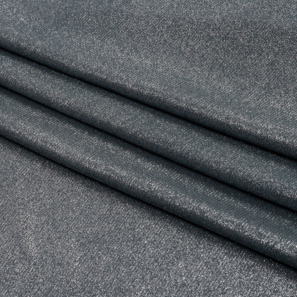 Foiled ITY Interlock Knit - Steel Gray and Silver - Gaby Collection