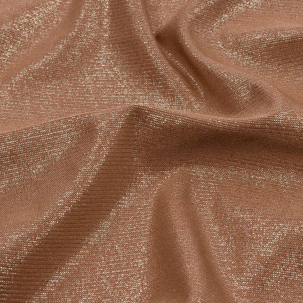 Foiled ITY Interlock Knit - Camel and Gold - Gaby Collection Foiled ITY Interlock Knit - Camel and Gold - Gaby Collection