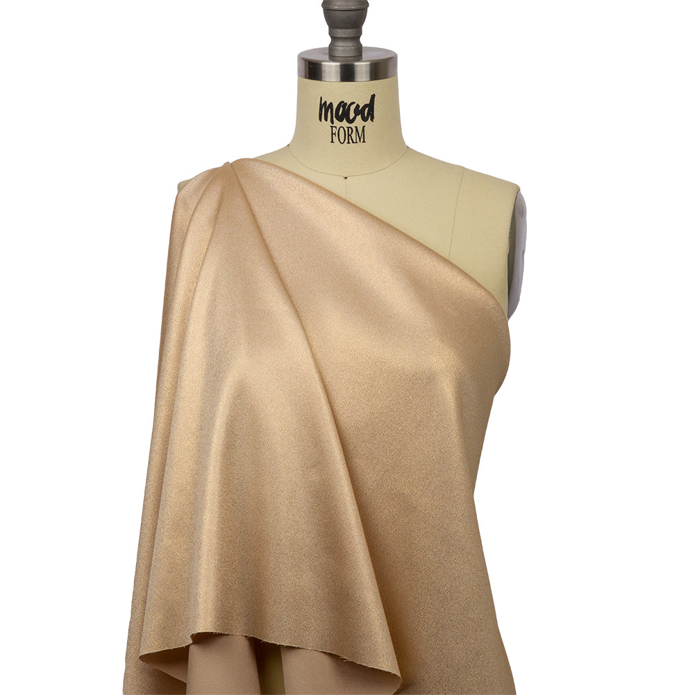 Stretch Polyester Crepe with Gold Foiling - Beige - Devyn Collection - Drape Stretch Polyester Crepe with Gold Foiling - Beige - Devyn Collection - Drape