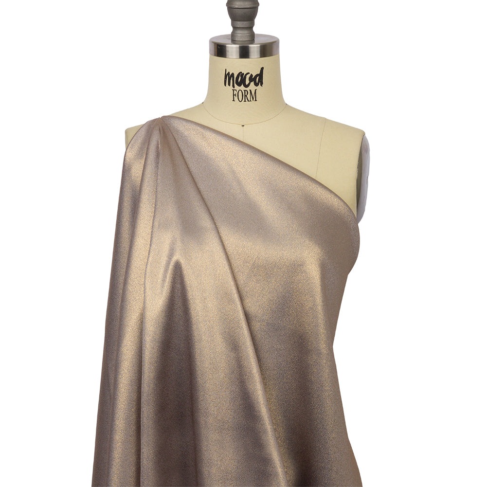 Stretch Polyester Crepe with Gold Foiling - Gray - Devyn Collection - Drape Stretch Polyester Crepe with Gold Foiling - Gray - Devyn Collection - Drape
