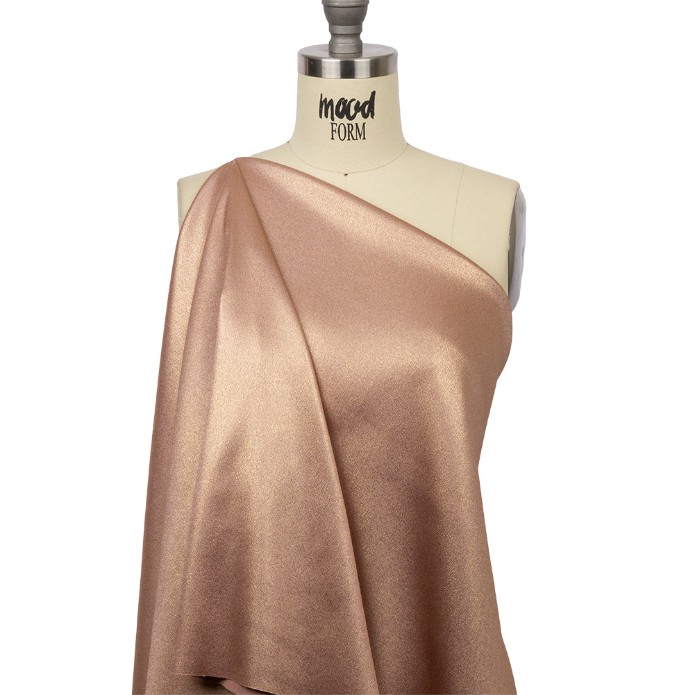 Stretch Polyester Crepe with Gold Foiling - Tan - Devyn Collection - Drape Stretch Polyester Crepe with Gold Foiling - Tan - Devyn Collection - Drape