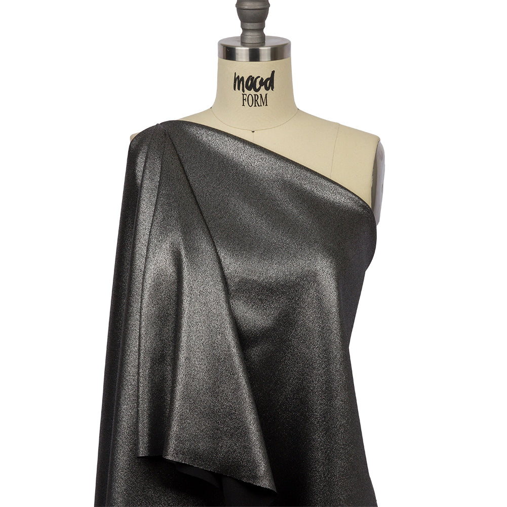 Stretch Polyester Crepe with Gold Foiling - Black - Devyn Collection Stretch Polyester Crepe with Gold Foiling - Black - Devyn Collection