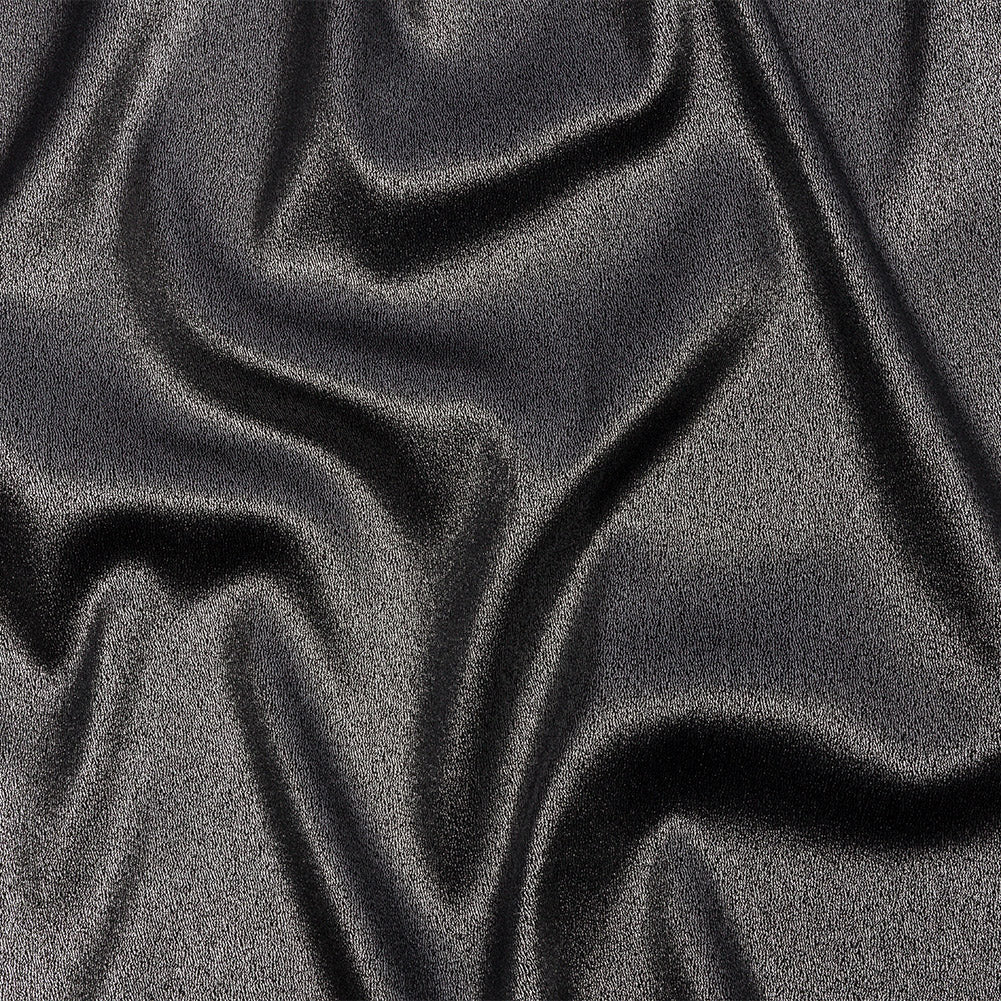 Stretch Polyester Crepe with Gold Foiling - Black - Devyn Collection Stretch Polyester Crepe with Gold Foiling - Black - Devyn Collection