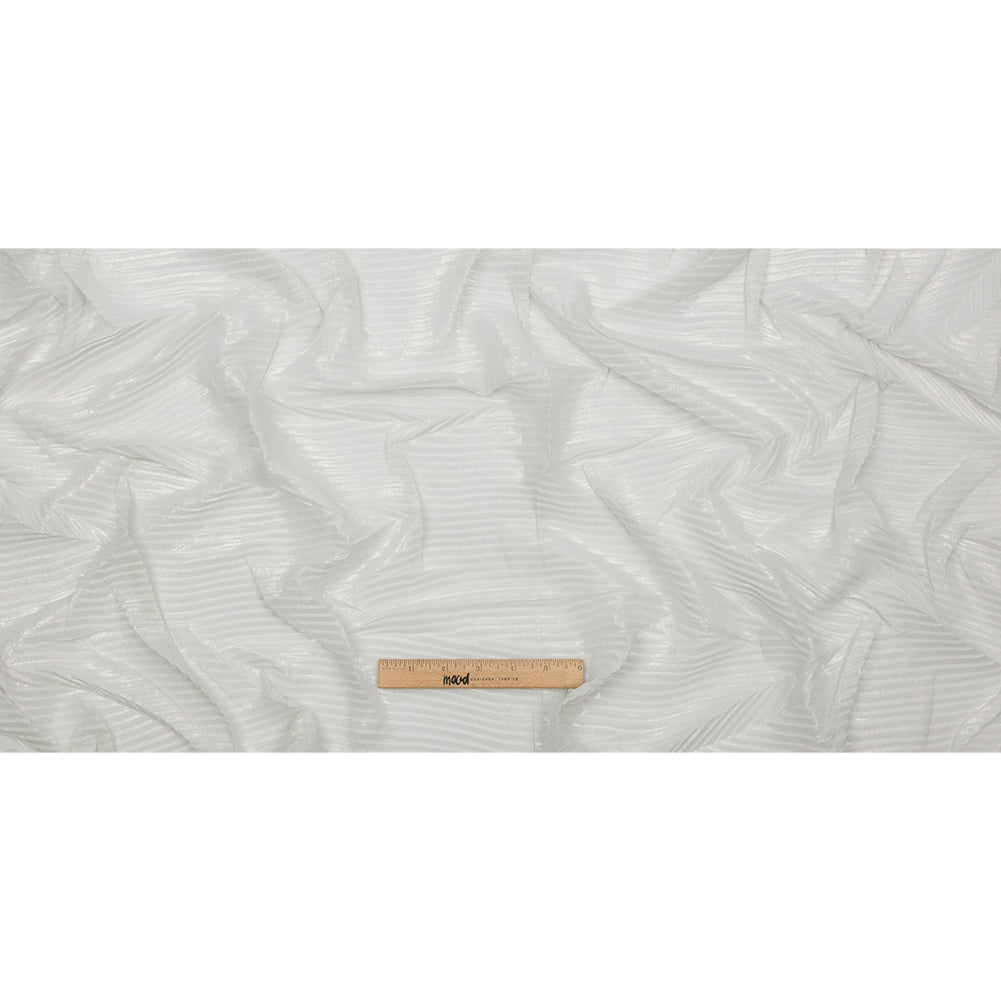 Polyester Chiffon with Abstract Pleats and Gold Foil - Silver Gray - Melia Collection - Full Polyester Chiffon with Abstract Pleats and Gold Foil - Silver Gray - Melia Collection - Full