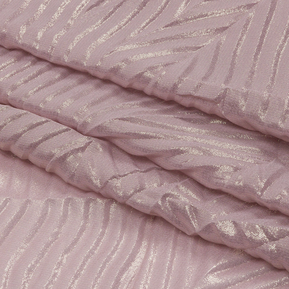 Polyester Chiffon with Abstract Pleats and Gold Foil - Mauve - Melia Collection Polyester Chiffon with Abstract Pleats and Gold Foil - Mauve - Melia Collection
