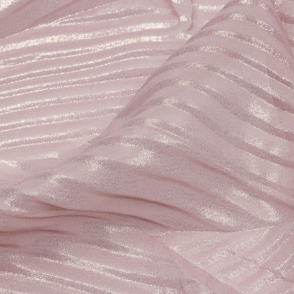 Polyester Chiffon with Abstract Pleats and Gold Foil - Mauve - Melia Collection Polyester Chiffon with Abstract Pleats and Gold Foil - Mauve - Melia Collection