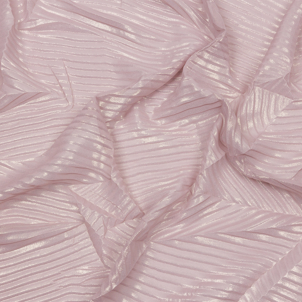 Polyester Chiffon with Abstract Pleats and Gold Foil - Mauve - Melia Collection Polyester Chiffon with Abstract Pleats and Gold Foil - Mauve - Melia Collection