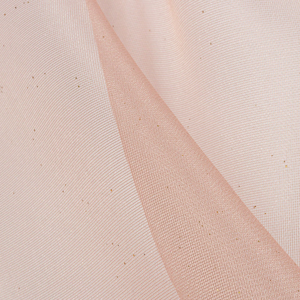 Polyester Mesh Organza with Gold Glitter - Rose Gold - Starlight Collection Polyester Mesh Organza with Gold Glitter - Rose Gold - Starlight Collection
