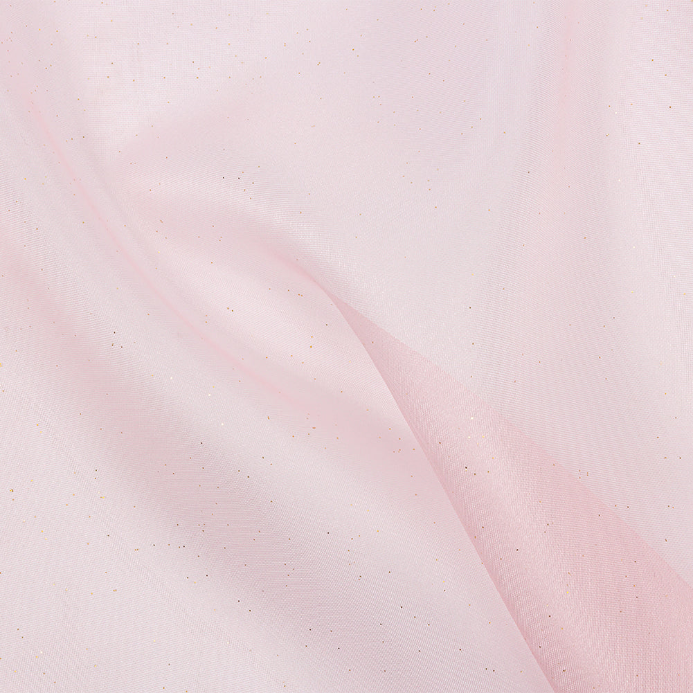 Polyester Mesh Organza with Gold Glitter - Baby Pink - Starlight Collection Polyester Mesh Organza with Gold Glitter - Baby Pink - Starlight Collection