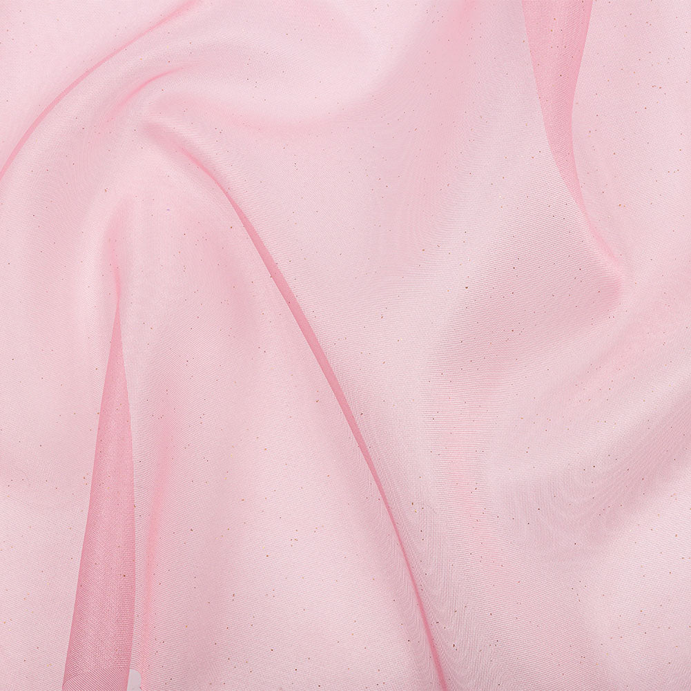 Polyester Mesh Organza with Gold Glitter - Bubblegum - Starlight Collection Polyester Mesh Organza with Gold Glitter - Bubblegum - Starlight Collection