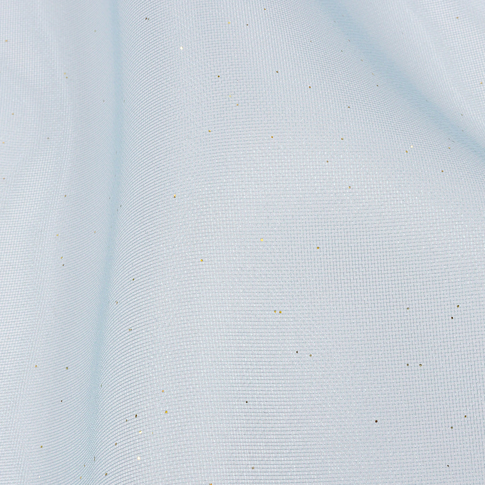 Polyester Mesh Organza with Gold Glitter - Sky Blue - Starlight Collection Polyester Mesh Organza with Gold Glitter - Sky Blue - Starlight Collection