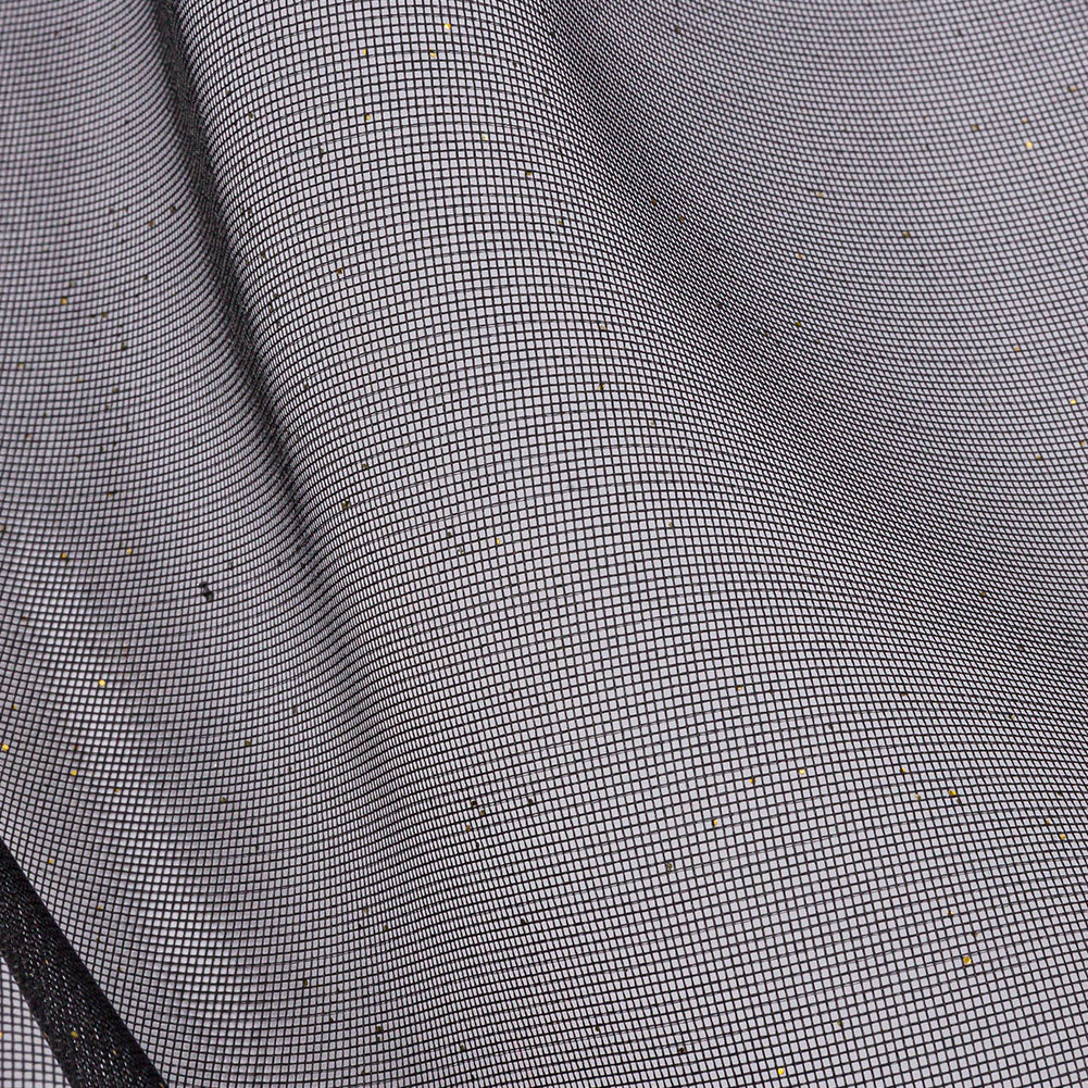 Polyester Mesh Organza with Gold Glitter - Black - Starlight Collection - Detail Polyester Mesh Organza with Gold Glitter - Black - Starlight Collection - Detail