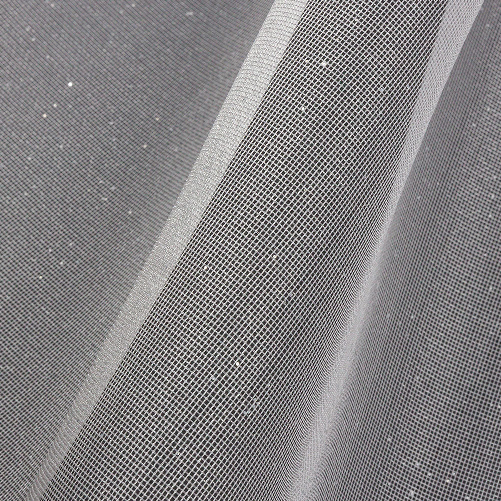 Polyester Mesh Organza with Silver Glitter - White - Starlight Collection Polyester Mesh Organza with Silver Glitter - White - Starlight Collection