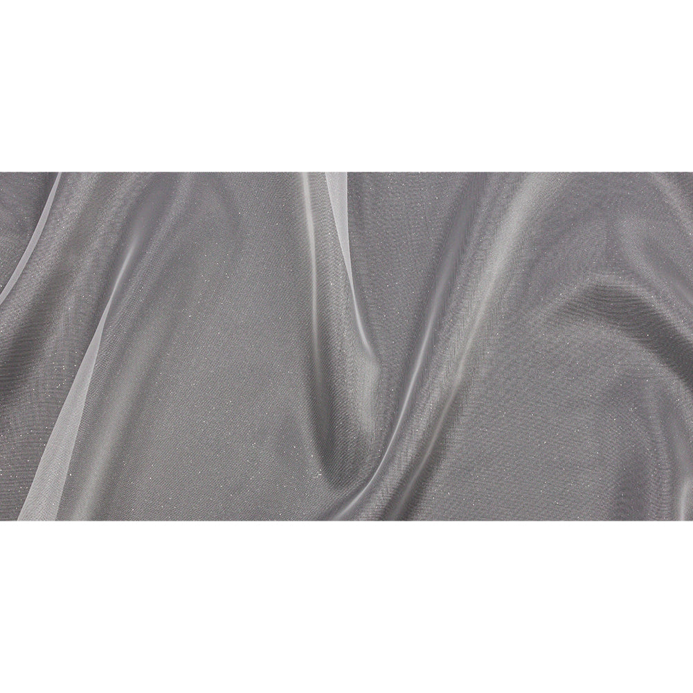 Polyester Mesh Organza with Silver Glitter - White - Starlight Collection Polyester Mesh Organza with Silver Glitter - White - Starlight Collection