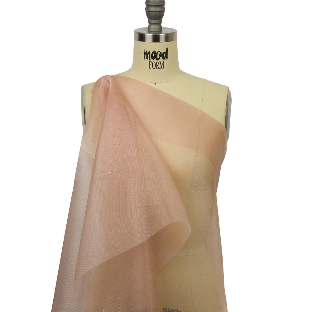Polyester Mesh Organza with Silver Glitter - Rose Gold - Starlight Collection Polyester Mesh Organza with Silver Glitter - Rose Gold - Starlight Collection