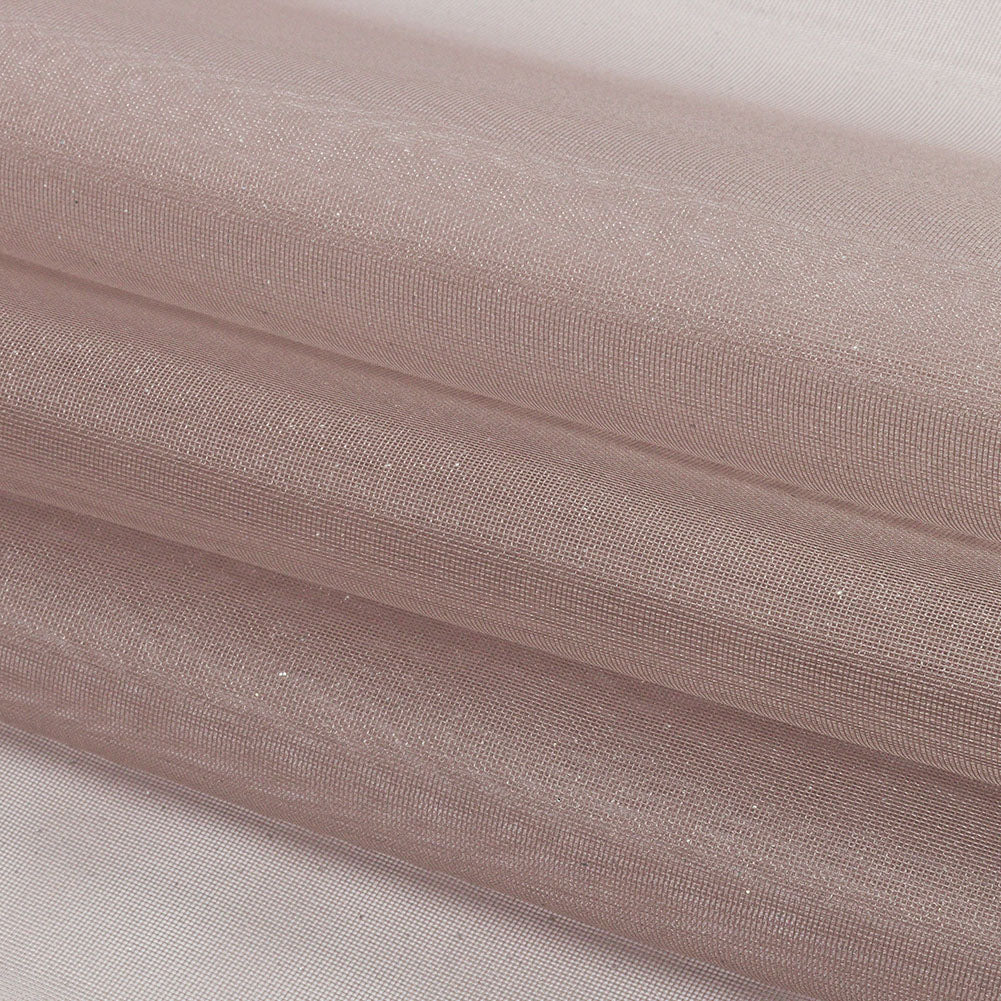Polyester Mesh Organza with Silver Glitter - Stone - Starlight Collection - Folded Polyester Mesh Organza with Silver Glitter - Stone - Starlight Collection - Folded