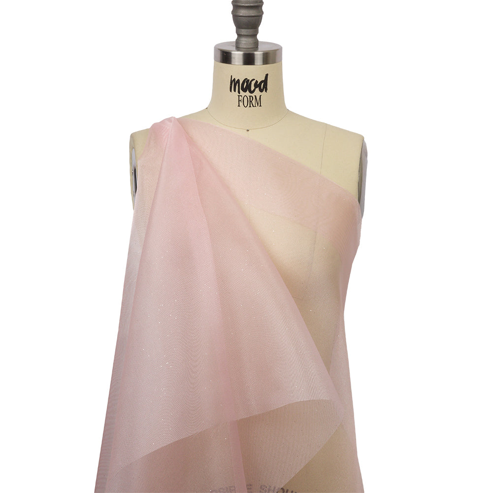 Polyester Mesh Organza with Silver Glitter - Baby Pink - Starlight Collection Polyester Mesh Organza with Silver Glitter - Baby Pink - Starlight Collection