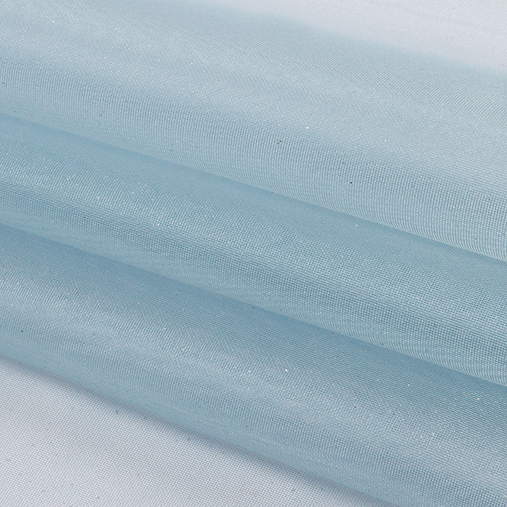 Polyester Mesh Organza with Silver Glitter - Sky Blue - Starlight Collection - Folded Polyester Mesh Organza with Silver Glitter - Sky Blue - Starlight Collection - Folded