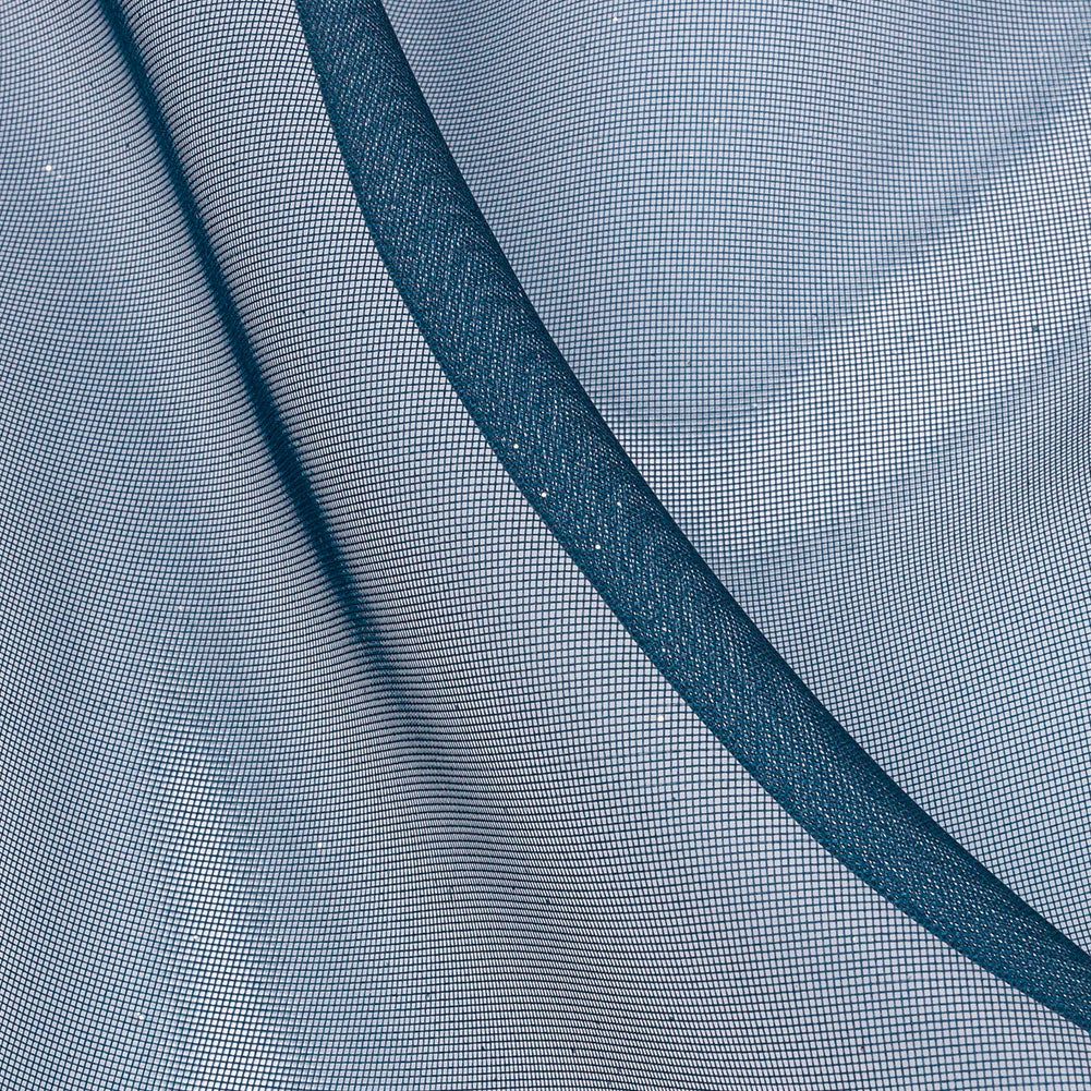 Polyester Mesh Organza with Silver Glitter - Navy - Starlight Collection - Detail Polyester Mesh Organza with Silver Glitter - Navy - Starlight Collection - Detail