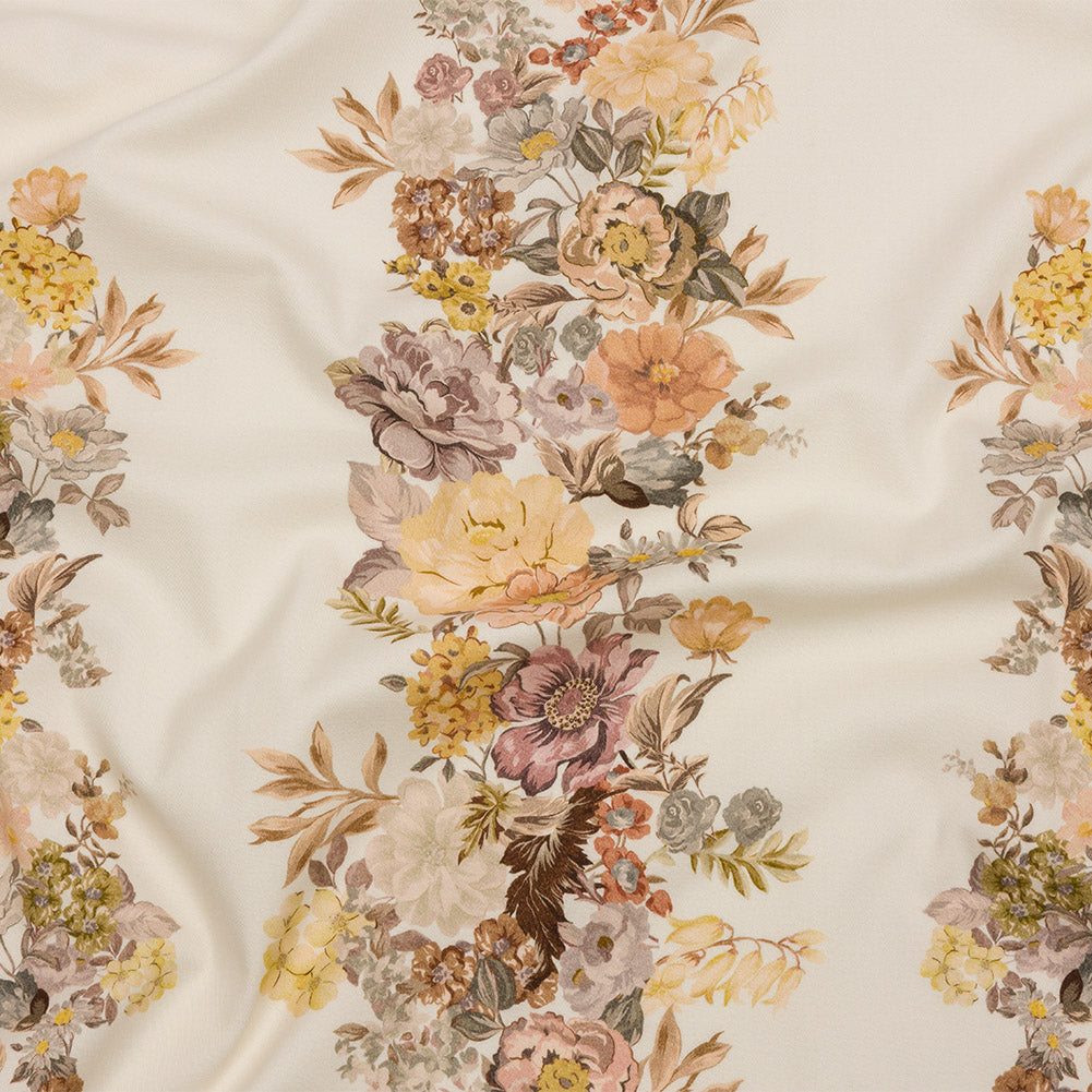 Brushed Stretch Cotton Twill Panel - Cream, Pink and Peach Floral Columns - Mood Exclusive Parthenon Petals Brushed Stretch Cotton Twill Panel - Cream, Pink and Peach Floral Columns - Mood Exclusive Parthenon Petals