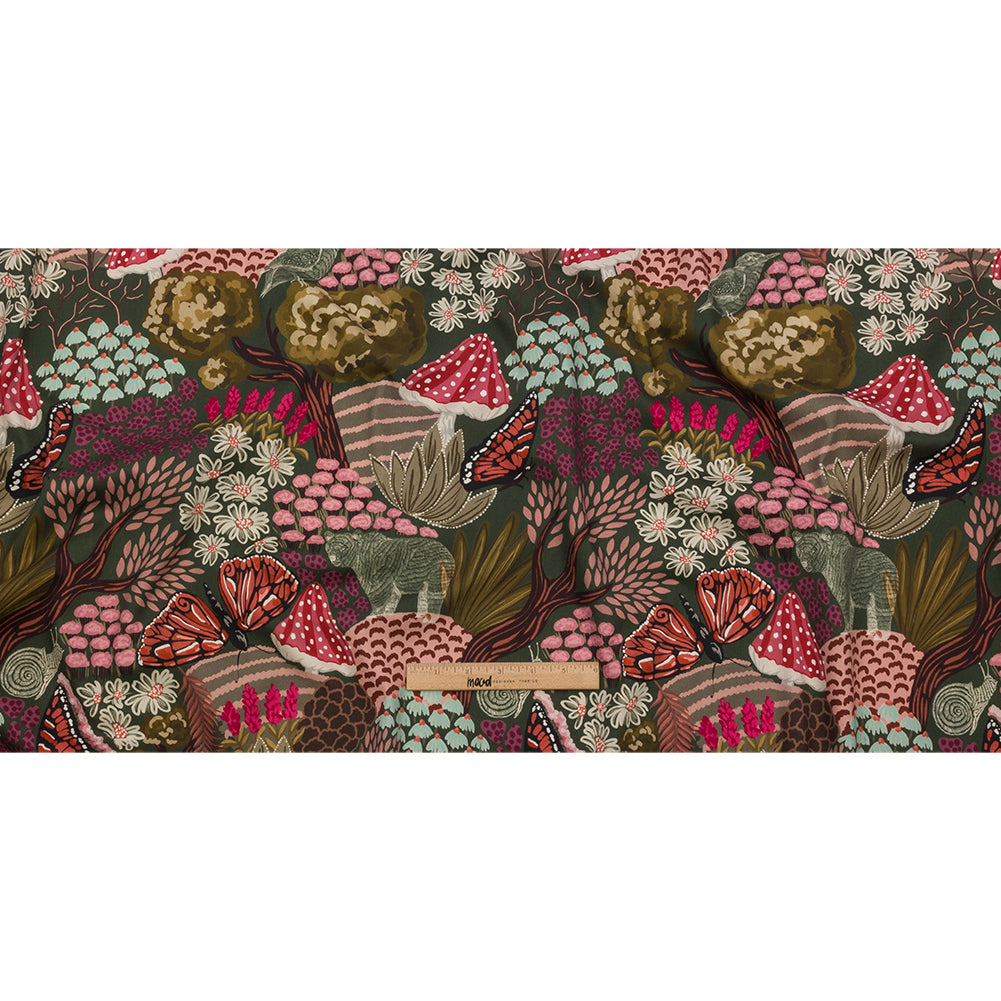 Stretch Cotton Twill Print - Red and Green Mushrooms and Flowers - Mood Exclusive Woodland Escape Full Stretch Cotton Twill Print - Red and Green Mushrooms and Flowers - Mood Exclusive Woodland Escape Full