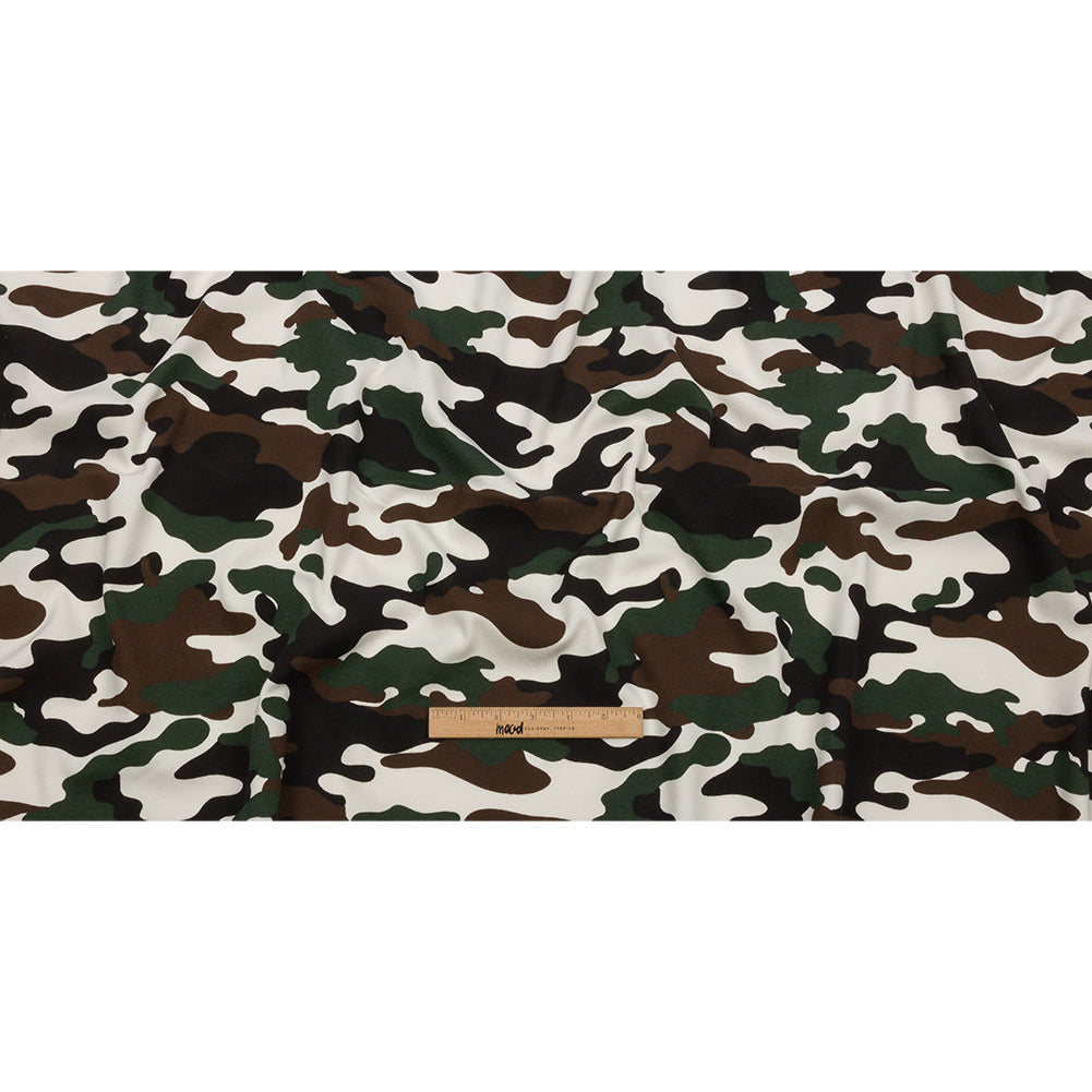 Green, Brown and White Camouflage Cotton Rib Knit Full Green, Brown and White Camouflage Cotton Rib Knit Full