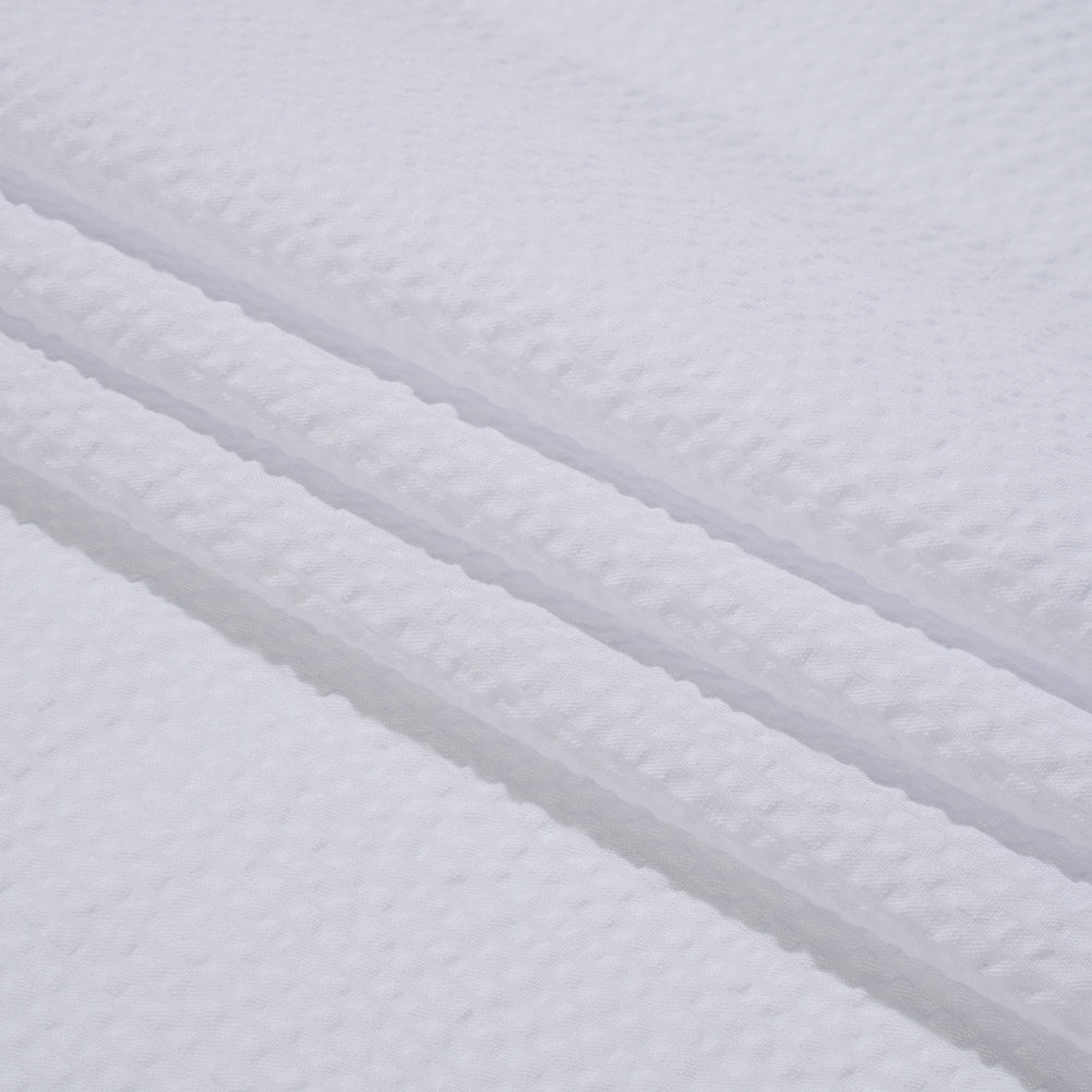 Polyester and Cotton Seersucker - White on White Candy Stripes - Wylie Collection Polyester and Cotton Seersucker - White on White Candy Stripes - Wylie Collection