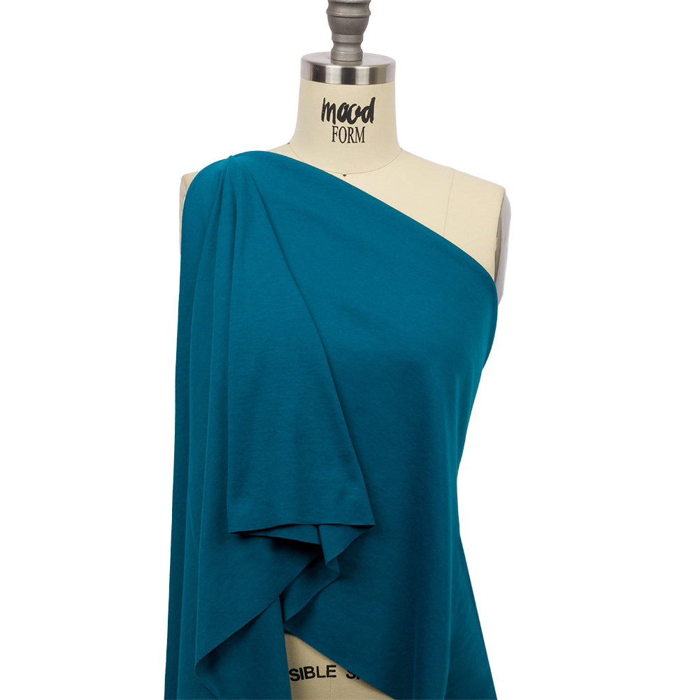 Teal Recycled Polyester Interlock Knit Drape Teal Recycled Polyester Interlock Knit Drape